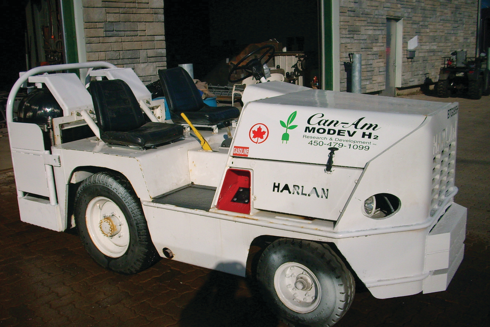 Three test tractors, like this one, powered by hydrogen are currently being tested at Montr&eacute;al-Pierre Elliott Trudeau International Airport