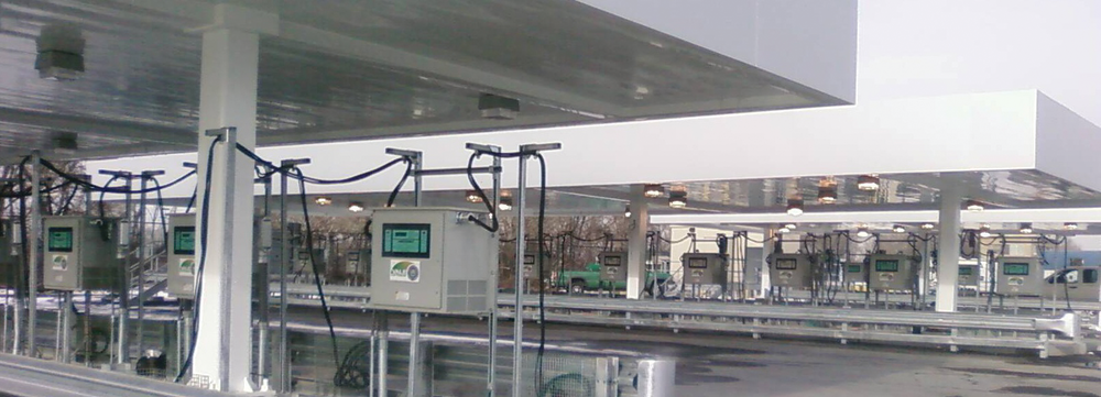 AeroVironment will install its eGSE fast charge systems, like these shown at the Philadelphia International Airport, at the Seattle-Tacoma International Airport.