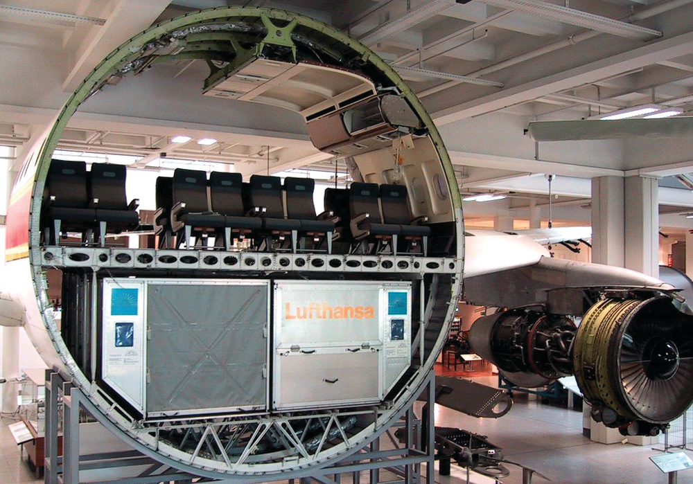 Cross section of a A300 showing cargo hold beneath passenger section.