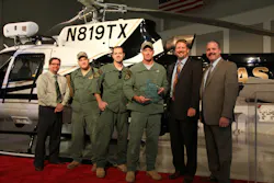 Pictured in the photo are (l-r): John Byus, American Eurocopter Regional Sales Manager; Texas DPS Sgt. Ray Ragan, Texas DPS Lt. Marcus Tomerlin, Texas DPS Asst. Chief Pilot Tim Ochsner; Treg Manning, American Eurocopter VP Commercial Sales and Marketing; and Ed Van Winkle, American Eurocopter Sales Manager for Airborne Law Enforcement. Pictured in the photo are (l-r): John Byus, American Eurocopter Regional Sales Manager; Texas DPS Sgt. Ray Ragan, Texas DPS Lt. Marcus Tomerlin, Texas DPS Asst. Chief Pilot Tim Ochsner; Treg Manning, American Eurocopter VP Commercial Sales and Marketing; and Ed Van Winkle, American Eurocopter Sales Manager for Airborne Law Enforcement.