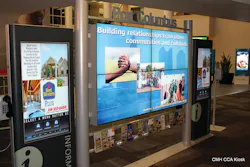 Port Columbus International Airports installed Clear Channel Airports kiosks designed to grab passenger attention. Port Columbus International Airports installed Clear Channel Airports kiosks designed to grab passenger attention.