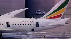 Because the 787 is the first large commercial jet made from carbon-fiber-reinforced plastic composites, there's no precedent for the substantial damage to the Ethiopian jet's hull. Because the 787 is the first large commercial jet made from carbon-fiber-reinforced plastic composites, there's no precedent for the substantial damage to the Ethiopian jet's hull.