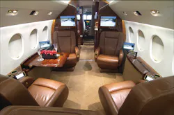 Custom interior featuring the latest cabin communications available. Custom interior featuring the latest cabin communications available.