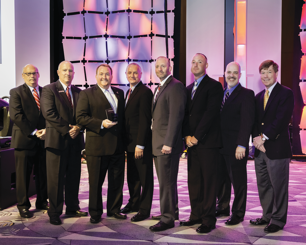 PPG Industries&rsquo; aerospace transparencies group was honored by Gulfstream Aerospace Corp. as a 2013 Supplier of the Year. PPG officials accepted the award recognizing the company&rsquo;s Huntsville, Alabama, and Sylmar, California, facilities and Ampaspace subsidiary in Italy during Gulfstream&rsquo;s Operators Conference in Savannah, Georgia. From left are Bill Williams, Gulfstream vice president of supply chain initial and final phase; Greg Collett, Gulfstream vice president of initial and final phase operations; Will Wenck, PPG program director &ndash; Gulfstream; Nigel Thomas, PPG transparencies segment manager, general aviation; Mark Hood, PPG global market director, general aviation transparencies products; Adam Kennamer, PPG transparencies product support engineer; Derek Zimmerman, Gulfstream vice president of product support; and Dennis Stuligross, Gulfstream senior vice president of operations.