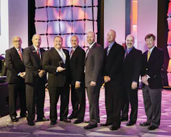 PPG Industries’ aerospace transparencies group was honored by Gulfstream Aerospace Corp. as a 2013 Supplier of the Year. PPG officials accepted the award recognizing the company’s Huntsville, Alabama, and Sylmar, California, facilities and Ampaspace subsidiary in Italy during Gulfstream’s Operators Conference in Savannah, Georgia. From left are Bill Williams, Gulfstream vice president of supply chain initial and final phase; Greg Collett, Gulfstream vice president of initial and final phase operations; Will Wenck, PPG program director – Gulfstream; Nigel Thomas, PPG transparencies segment manager, general aviation; Mark Hood, PPG global market director, general aviation transparencies products; Adam Kennamer, PPG transparencies product support engineer; Derek Zimmerman, Gulfstream vice president of product support; and Dennis Stuligross, Gulfstream senior vice president of operations. PPG Industries’ aerospace transparencies group was honored by Gulfstream Aerospace Corp. as a 2013 Supplier of the Year. PPG officials accepted the award recognizing the company’s Huntsville, Alabama, and Sylmar, California, facilities and Ampaspace subsidiary in Italy during Gulfstream’s Operators Conference in Savannah, Georgia. From left are Bill Williams, Gulfstream vice president of supply chain initial and final phase; Greg Collett, Gulfstream vice president of initial and final phase operations; Will Wenck, PPG program director – Gulfstream; Nigel Thomas, PPG transparencies segment manager, general aviation; Mark Hood, PPG global market director, general aviation transparencies products; Adam Kennamer, PPG transparencies product support engineer; Derek Zimmerman, Gulfstream vice president of product support; and Dennis Stuligross, Gulfstream senior vice president of operations.