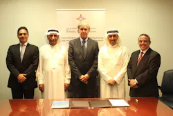 SITA and Bahrain Airport Services sign a five-year agreement to automate staff rostering and allocation at Bahrain International Airport. Pictured (left to right) are: Mr. Mohamed A. Rahim Abu-Saif, Senior manager of ICT, Bahrain Airport Services; Mr. Salman Saleh Al Mahmeed, Acting Chief Executive Officer of Bahrain Airport Services; Mr. Hani El Assaad, SITA President, Middle East, India and Africa; Mr. Khalid A. Rahim Al-Balooshi, Chief Financial Officer, Bahrain Airport Services; and Mr. Roger Nakouzi, Account Director, SITA. SITA and Bahrain Airport Services sign a five-year agreement to automate staff rostering and allocation at Bahrain International Airport. Pictured (left to right) are: Mr. Mohamed A. Rahim Abu-Saif, Senior manager of ICT, Bahrain Airport Services; Mr. Salman Saleh Al Mahmeed, Acting Chief Executive Officer of Bahrain Airport Services; Mr. Hani El Assaad, SITA President, Middle East, India and Africa; Mr. Khalid A. Rahim Al-Balooshi, Chief Financial Officer, Bahrain Airport Services; and Mr. Roger Nakouzi, Account Director, SITA.