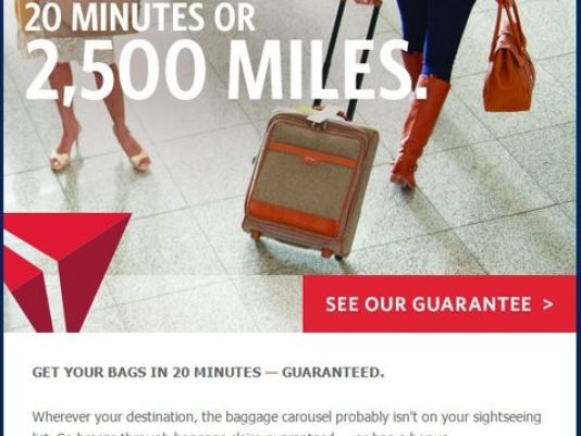 Airline will give 2,500 miles to customers' whose bags take longer than that to reach the carousel.