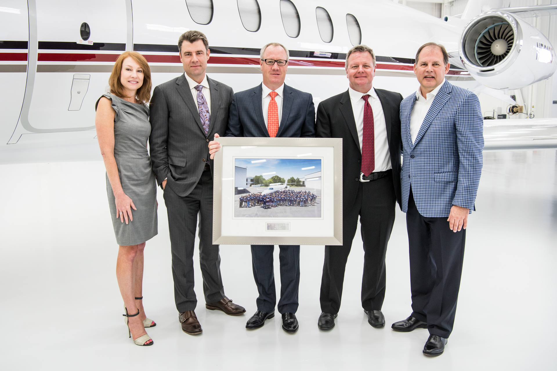 Pictured from left to right:Kriya Shortt, Senior Vice President of Sales & Marketing, Textron Aviation; Adam Johnson, CEO, NetJets; Doug Henneberry, Executive Vice President of Aircraft Asset Management, NetJets; Bill Noe, President and COO, NetJets; Scott Ernest, President & CEO, Textron Aviation.