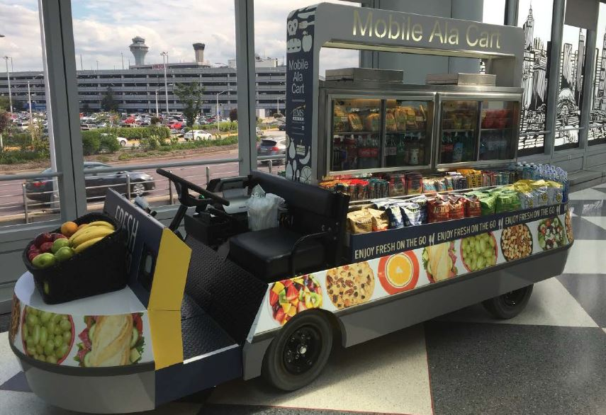 HMSHost&rsquo;s Mobile Ala Cart, Chicago O&rsquo;Hare&rsquo;s first mobile food cart that delivers select food and beverages to travelers at their gates.