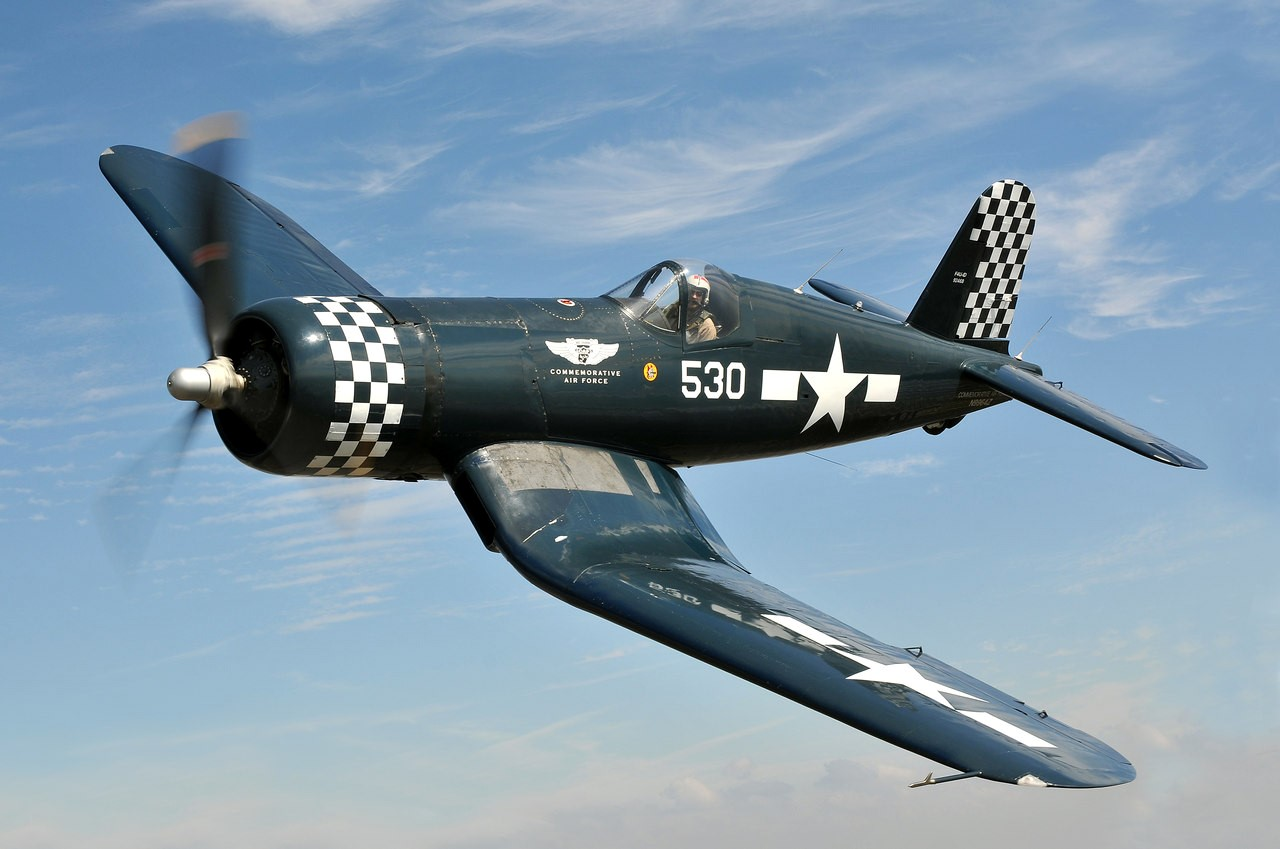 The CAF Dixie Wing Corsair captured over Texas in 2015 by Luigino Caliaro