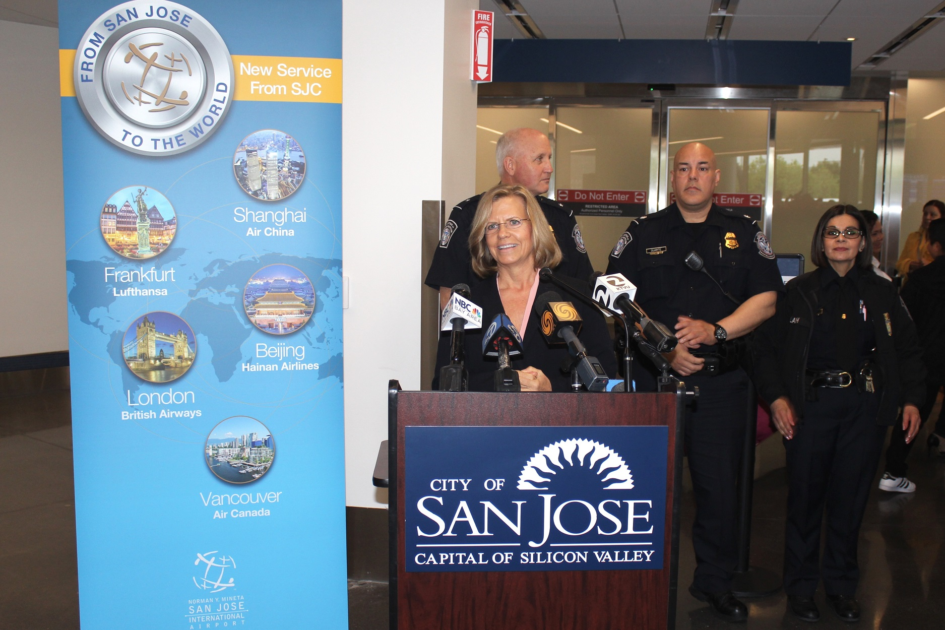Becker was joined in the ribbon cutting by U.S. Customs & Border Protection Acting Area Port Director Steven Baxter, Airport Deputy Director for Planning & Development Judy M. Ross A.A.E., Lead Project Manager and Airport Senior Architect Aaron Ushiro, Christine Laing of project architect Gensler, Jeff Sedlak from project architect Jacobs, Don Teixeira representing contractor Rodan Builders and Alex Giammona of Integra Construction Services.