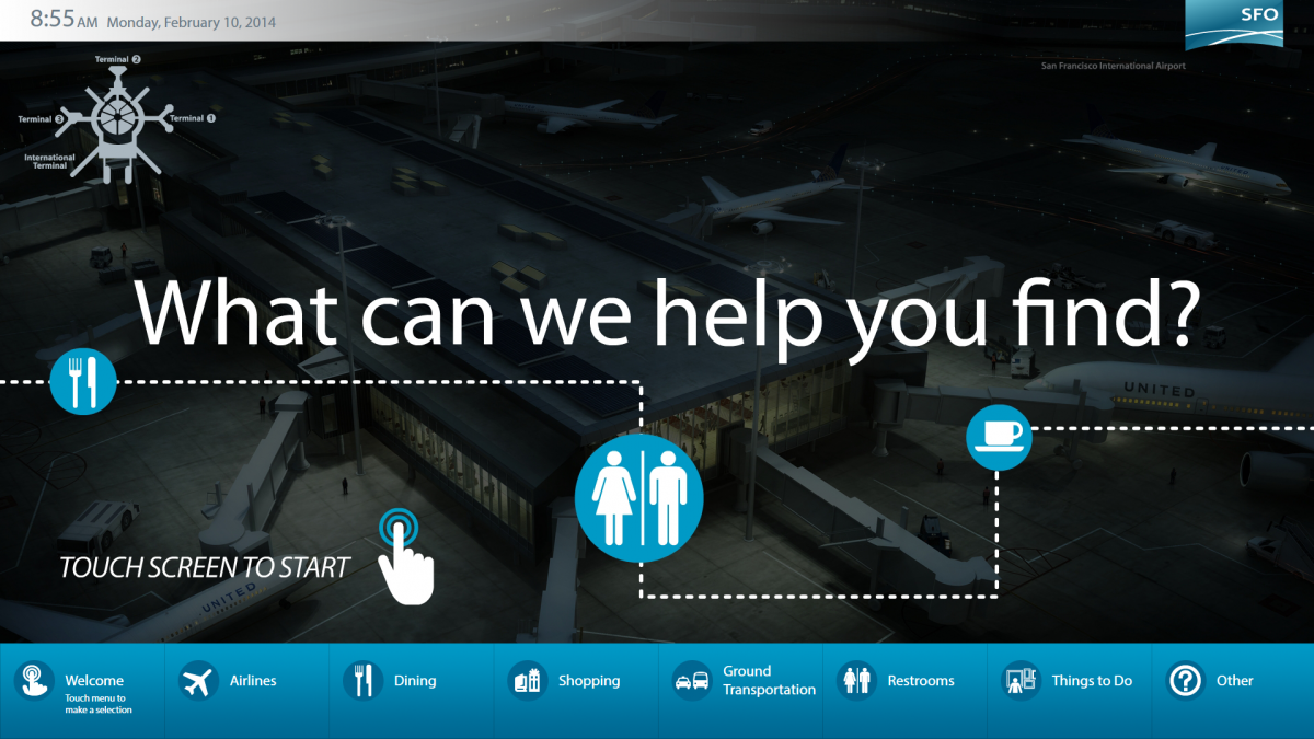 San Francisco International Airport historically had more than 270 paper maps to help passengers navigate the terminal before the installation of digital signage.