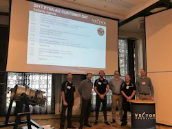 Vector Aerospace representatives, left to right - Simon Atherley, Malcolm Venturi, Matthew Veitch, Simon Wilks, Nick Mears and Matt Dennington. Vector Aerospace representatives, left to right - Simon Atherley, Malcolm Venturi, Matthew Veitch, Simon Wilks, Nick Mears and Matt Dennington.