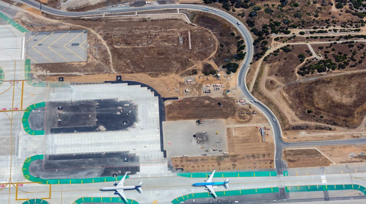 Work was taking place on the Runway Safety Area at the western end of Runway 7L/25R in this photo from late July.