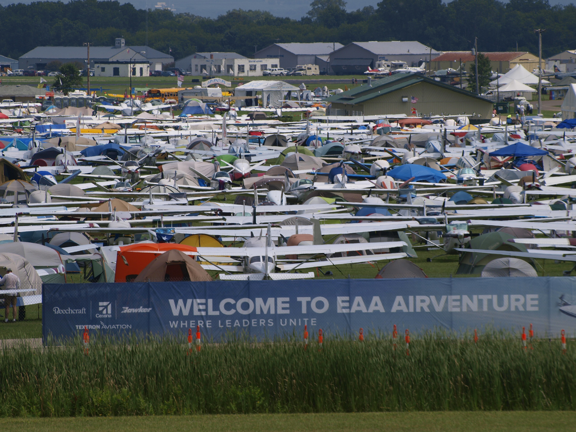 One of the airplane camping areas at AirVenture Oshkosh 2017.