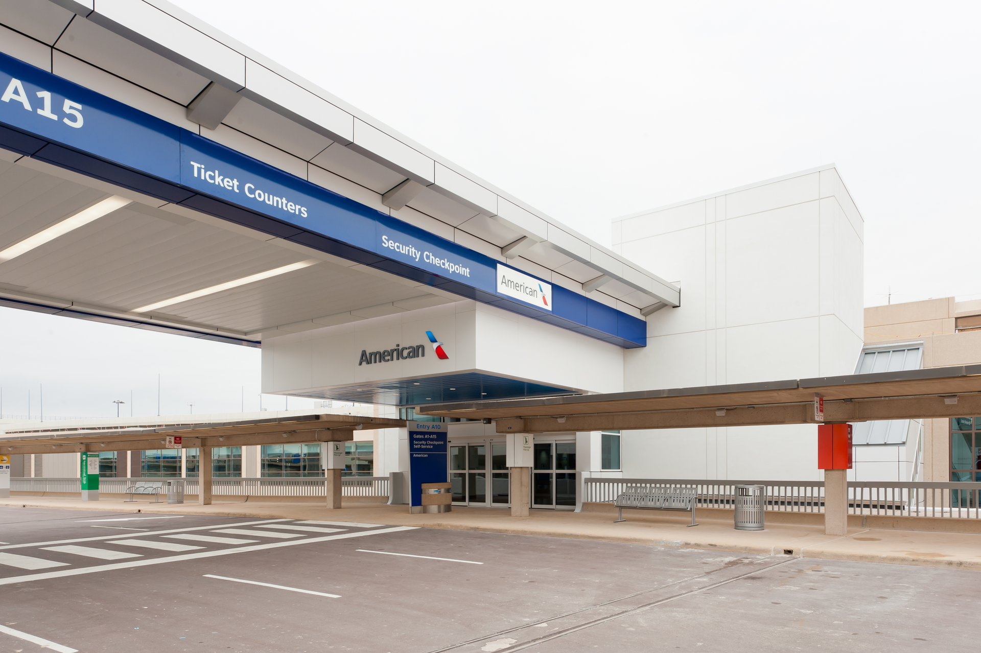 Main Entrance at DFW Terminal A with Monumental Canopy to Embellish the Entrance