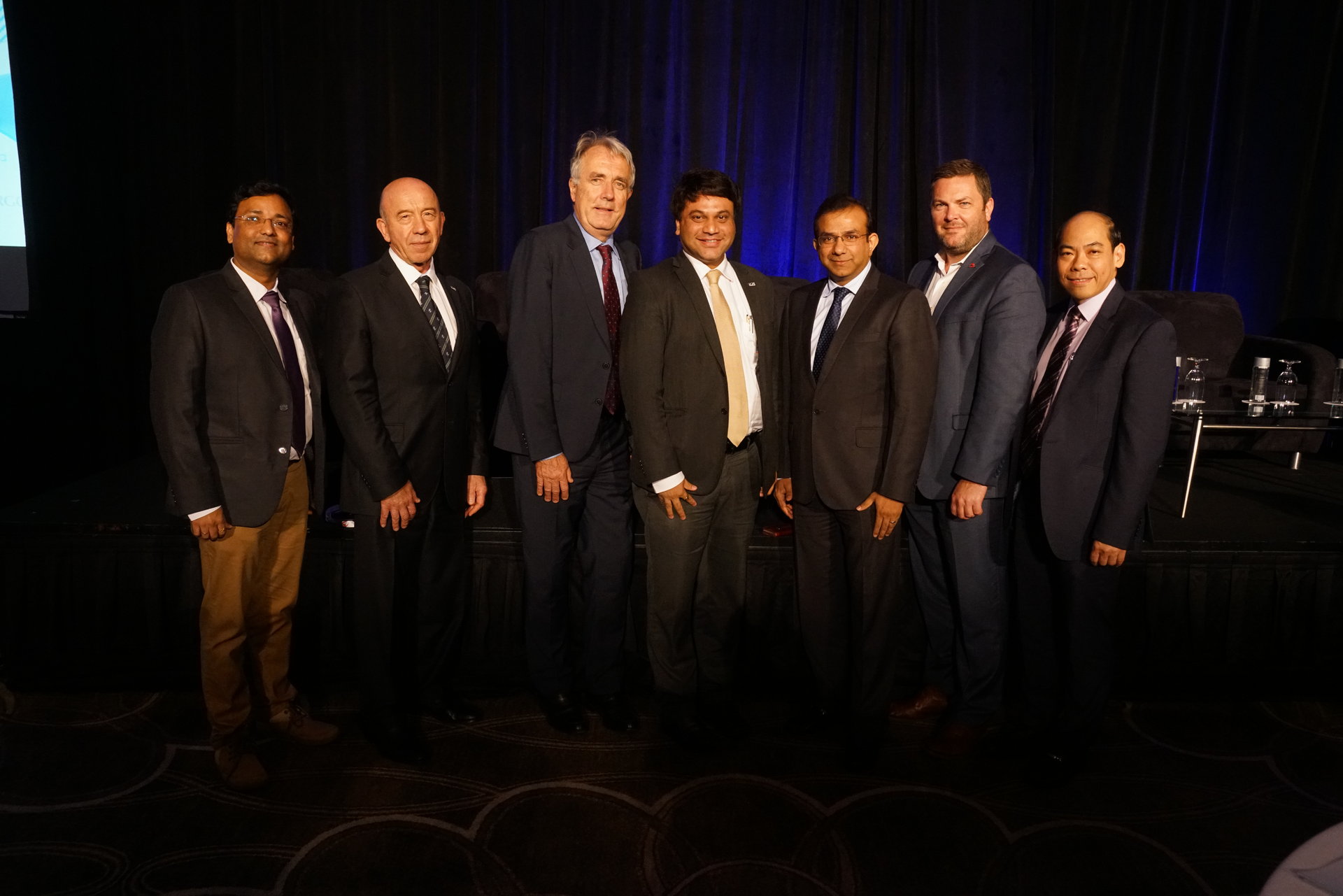 Left to right: Rvind Kavuru, Director, Prospecta Technologies, Vladimir Zubkov, Secretary General, TIACA, Denis Choumert, Chairman, European Shippers&rsquo; Council, Amar More, CEO, Kale Logistics Solutions, Sanjiv Edward, Chairman, TIACA, Head of Cargo Business, Delhi International Airport, Steven Polmans, Head of Cargo and Logistics, Brussels Airport Company, and Cheemeng Wong, Senior Vice President, Cargo Services, SATS Ltd.