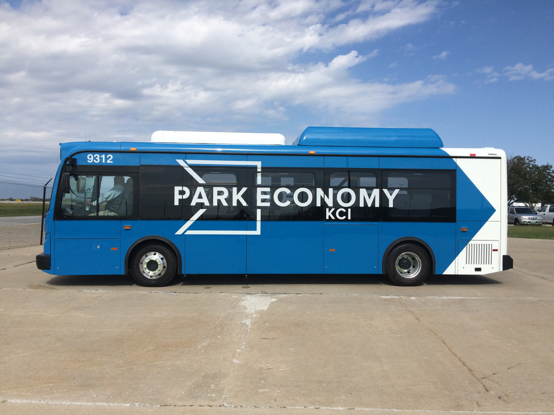 BYD customized the buses for Kansas City Airport to include luggage racks for passenger use.