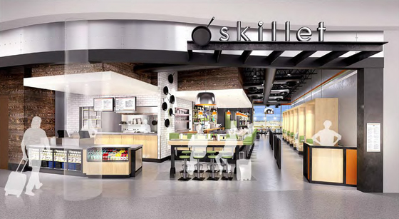 Operated by HMSHost partnering with a local, Latin small business, La Plaza International, Inc., Skillet will be in two locations&mdash;one at Concourse C and one in the North Satellite.