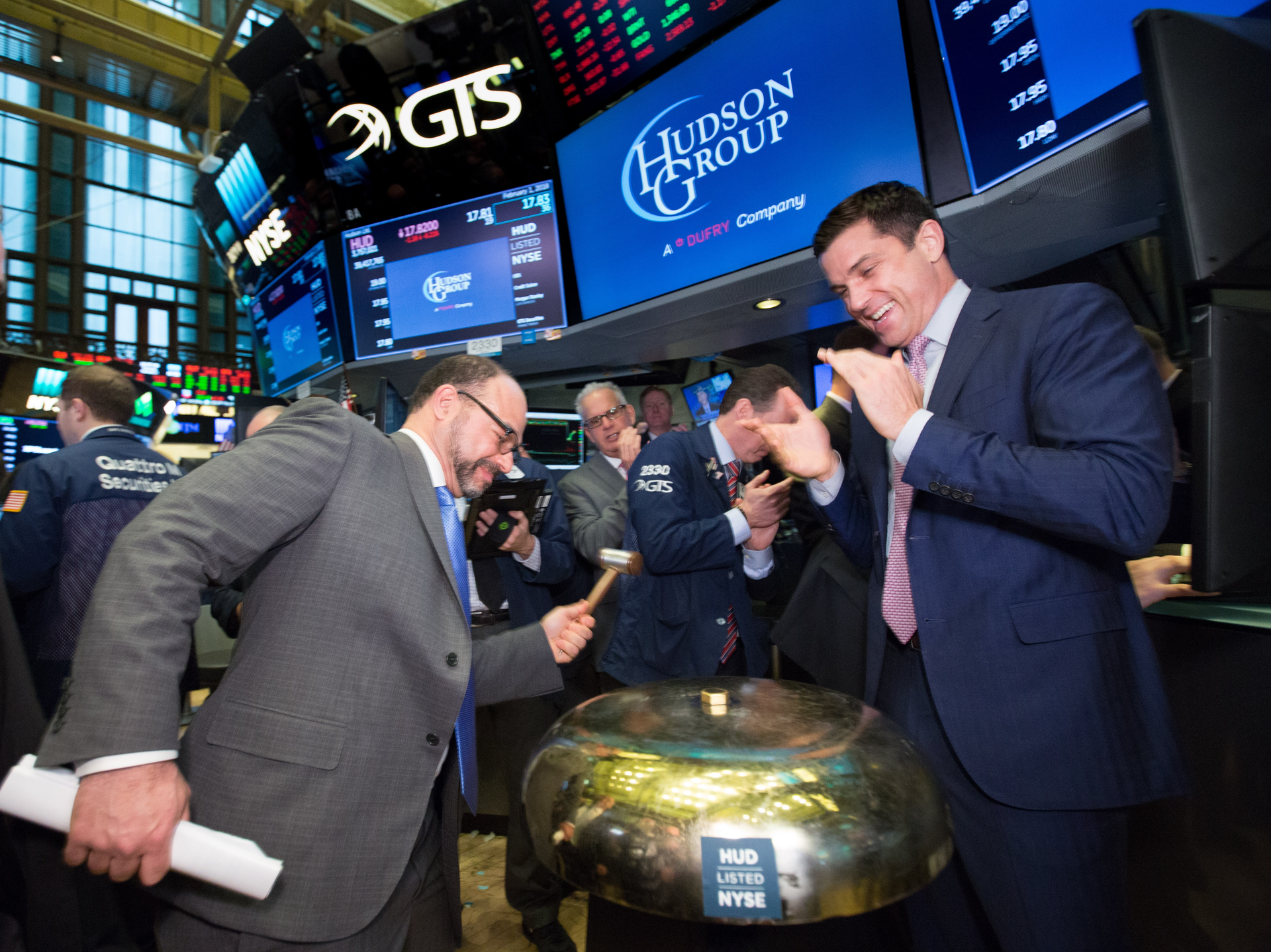 Joseph DiDomizio rings the opening bell at the New York Stock Exchange when the Hudson Group put out its initial public offering.