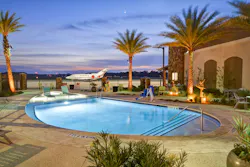 The hotel pool at Golden Isles Aviation is designed to meet the overall theme of aviation. The hotel pool at Golden Isles Aviation is designed to meet the overall theme of aviation.