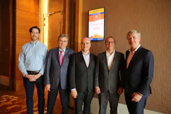 Cargo iQ is launching a new product for SME’s, from left to right Benjamin Riege, Marketing Director, and Johannes Riege, Founder and Chairman, both Riege Software; Filippo Passeggieri, IT Cargo Expert, CCS Italy; Chris Davies, Technology and Product Manager, Cargo iQ; and Ariaen Zimmerman Executive Director, Cargo iQ Cargo iQ is launching a new product for SME’s, from left to right Benjamin Riege, Marketing Director, and Johannes Riege, Founder and Chairman, both Riege Software; Filippo Passeggieri, IT Cargo Expert, CCS Italy; Chris Davies, Technology and Product Manager, Cargo iQ; and Ariaen Zimmerman Executive Director, Cargo iQ