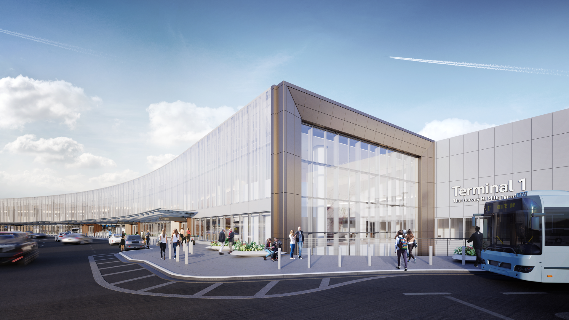 SFO Terminal 1 Boarding Area B will feature an abundance of natural light throughout with floor-to-ceiling windows, creating both the reality and impression of more space and a connection to the world outside.