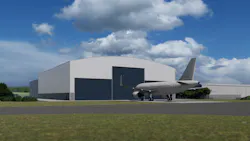 Artist’s impression of new hangar. Artist’s impression of new hangar.
