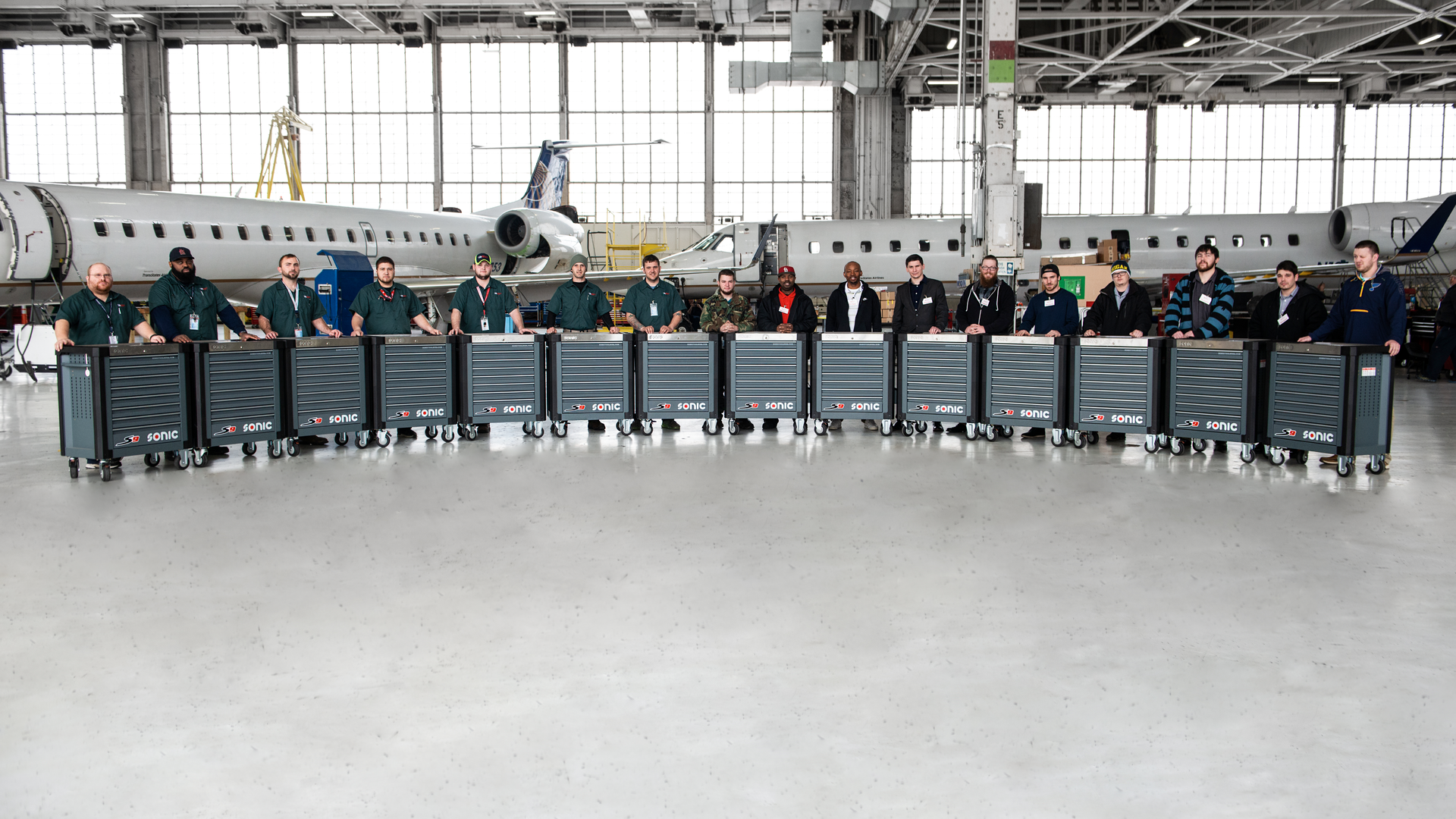 Students pose with their Sonic Tool boxes.