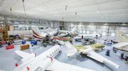 Dialight Vigilant LED High Bay hanging over an airplane in Duncan Aviation’s Battlecreek, Michigan hangar. The LED lights drastically improved the facility’s visual acuity. Dialight Vigilant LED High Bay hanging over an airplane in Duncan Aviation’s Battlecreek, Michigan hangar. The LED lights drastically improved the facility’s visual acuity.