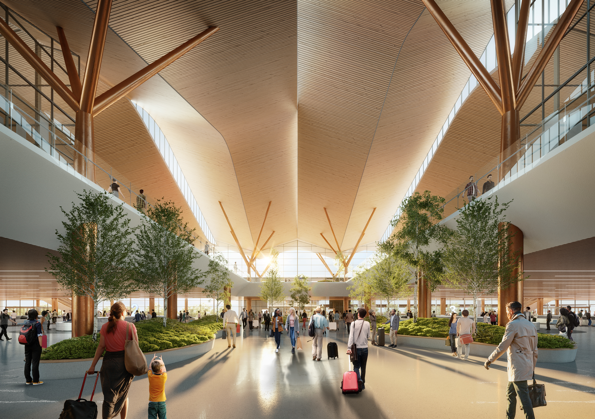 Pittsburgh International Airport will add landscaping inside the terminal area to improve the ambiance of the facility.