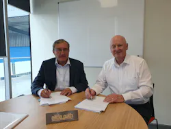 B2A Technology President Pierre Marol (l) and Glidepath Executive Chairman, Sir Ken Stevens (r) sign the agreement. B2A Technology President Pierre Marol (l) and Glidepath Executive Chairman, Sir Ken Stevens (r) sign the agreement.