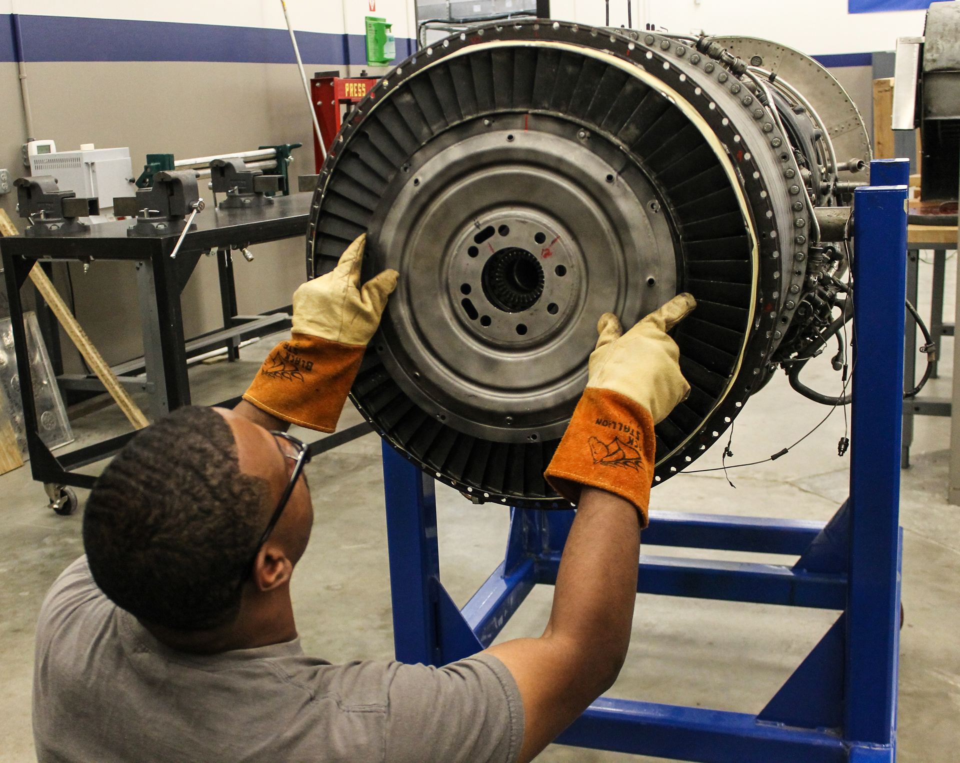 MIAT College of Technology student rebuilding a jet engine.
