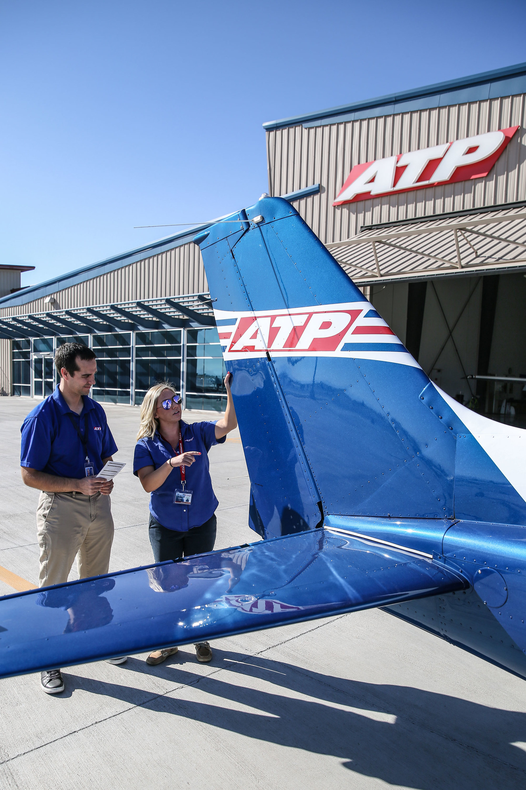 ATP Flight School instructor trains student pilot.