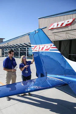 ATP Flight School instructor trains student pilot. ATP Flight School instructor trains student pilot.