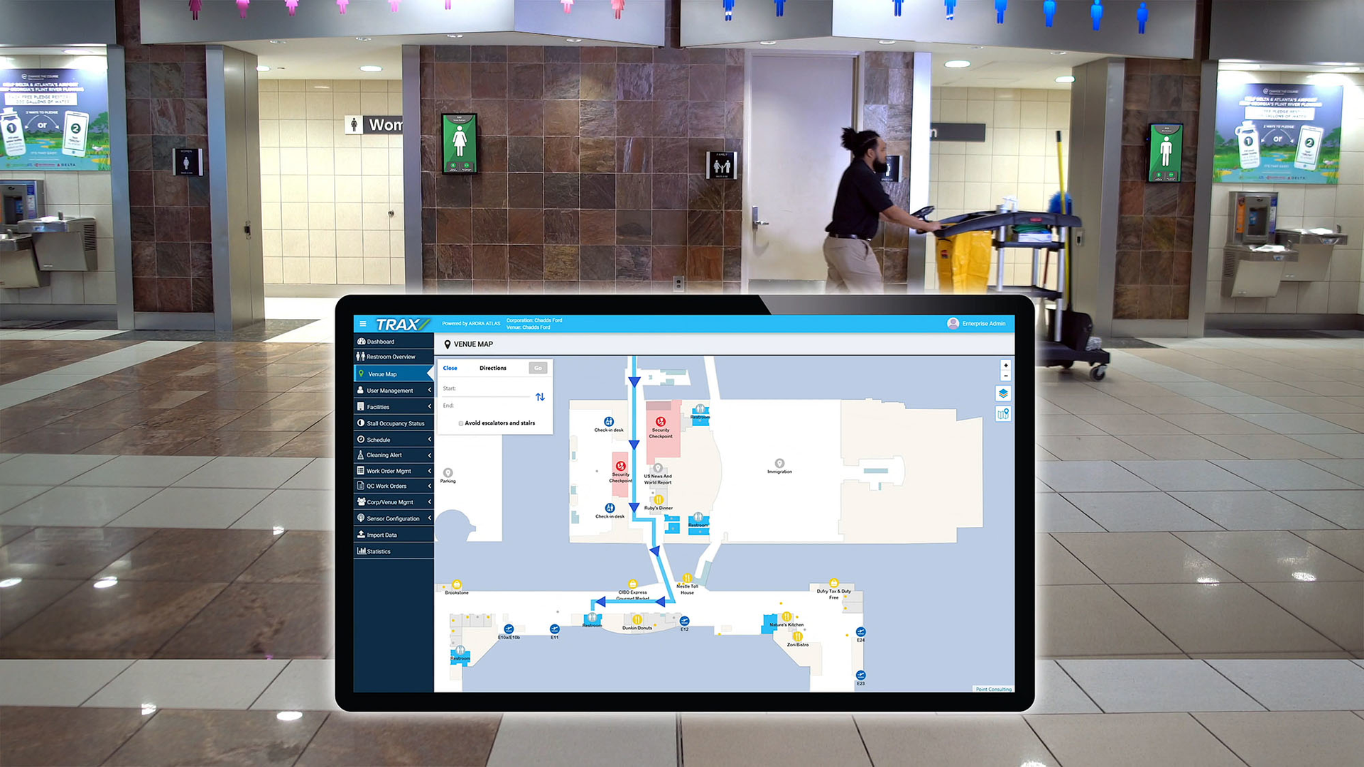 The TRAX SmartRestroom analytics platform combines the data into an organized format, providing a number of metrics for stakeholders to review
