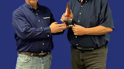 Don Redwine (left) presents the Lifetime Achievement award to Larry Laney. Don Redwine (left) presents the Lifetime Achievement award to Larry Laney.