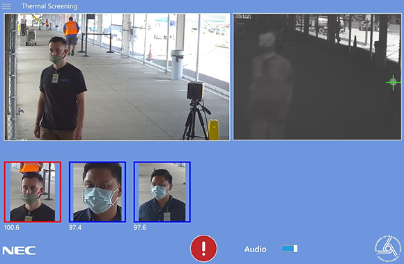 The photograph illustrates an example of the technology to be used at Hawaii's airports to help identify people with an elevated temperature of 100.4 degrees or above.