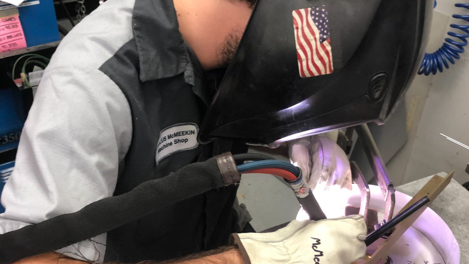 Duncan Aviation Welder and Machinist Marcus McMeekin is now certified to perform aluminum structural welding.