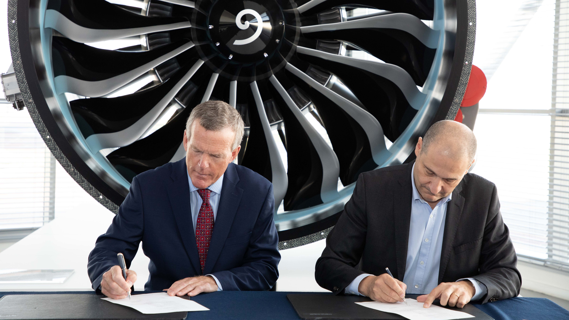 Bill Higgins, Albany International President and CEO, and Jean-Paul Alary, CEO of Safran Aircraft Engines