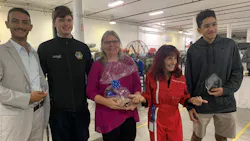 Epic Flight Academy Scholarship Winners pictured with Epic staff: (left to right) Abdul Maflahi, Tyler Vischer, Dr. Cindy Lovell (director of education), Captain Judy Rice (Epic Ground School instructor), and Luke Hamilton. (Not pictured: Julia Juedes.) Epic Flight Academy Scholarship Winners pictured with Epic staff: (left to right) Abdul Maflahi, Tyler Vischer, Dr. Cindy Lovell (director of education), Captain Judy Rice (Epic Ground School instructor), and Luke Hamilton. (Not pictured: Julia Juedes.)