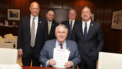 From left to right: Daniel Bregman, Executive Vice President of Strategy and Development of Spartan College of Aeronautics and Technology Captain David Bourne, Director of the Airline Division of International Brotherhood of Teamsters James Hoffa Jr., President of International Brotherhood of Teamsters Chris Moore, Airline Division Representative of International Brotherhood of Teamsters Rob Polston, Chief Executive Officer of Spartan College of Aeronautics and Technology From left to right: Daniel Bregman, Executive Vice President of Strategy and Development of Spartan College of Aeronautics and Technology Captain David Bourne, Director of the Airline Division of International Brotherhood of Teamsters James Hoffa Jr., President of International Brotherhood of Teamsters Chris Moore, Airline Division Representative of International Brotherhood of Teamsters Rob Polston, Chief Executive Officer of Spartan College of Aeronautics and Technology