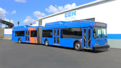 Complete Coach Works (CCW) converted a 60-foot articulated diesel-powered bus to battery electric. Complete Coach Works (CCW) converted a 60-foot articulated diesel-powered bus to battery electric.