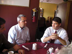 Former U.S. Rep. John Boccieri (right), meets with constituents in Louisville. Former U.S. Rep. John Boccieri (right), meets with constituents in Louisville.