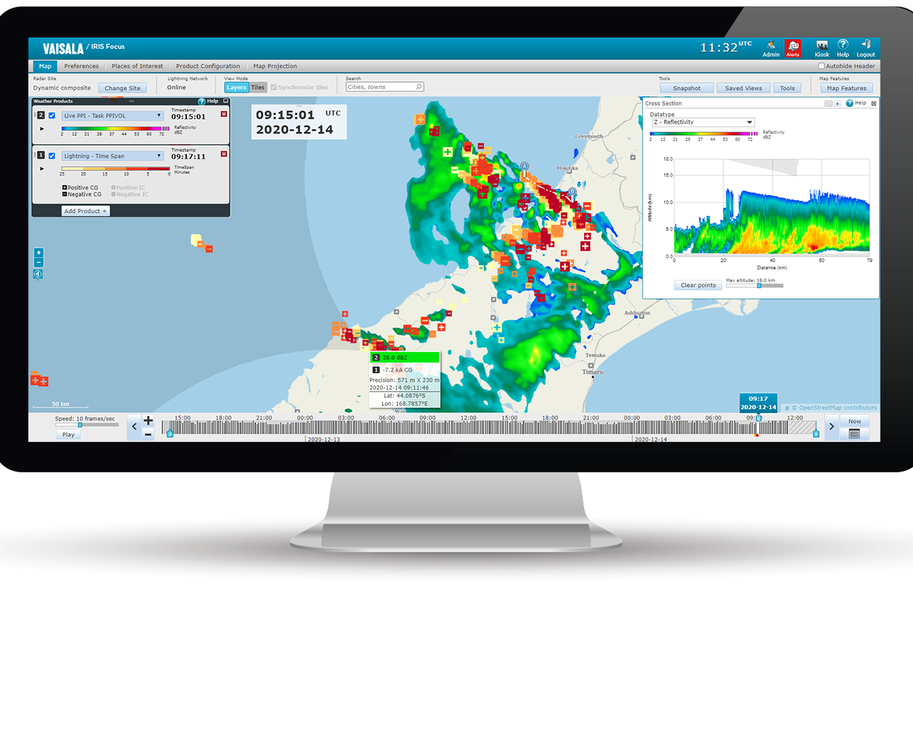 IRIS Focus provides a uniquely rich set of tools for viewing and analyzing weather radar data.