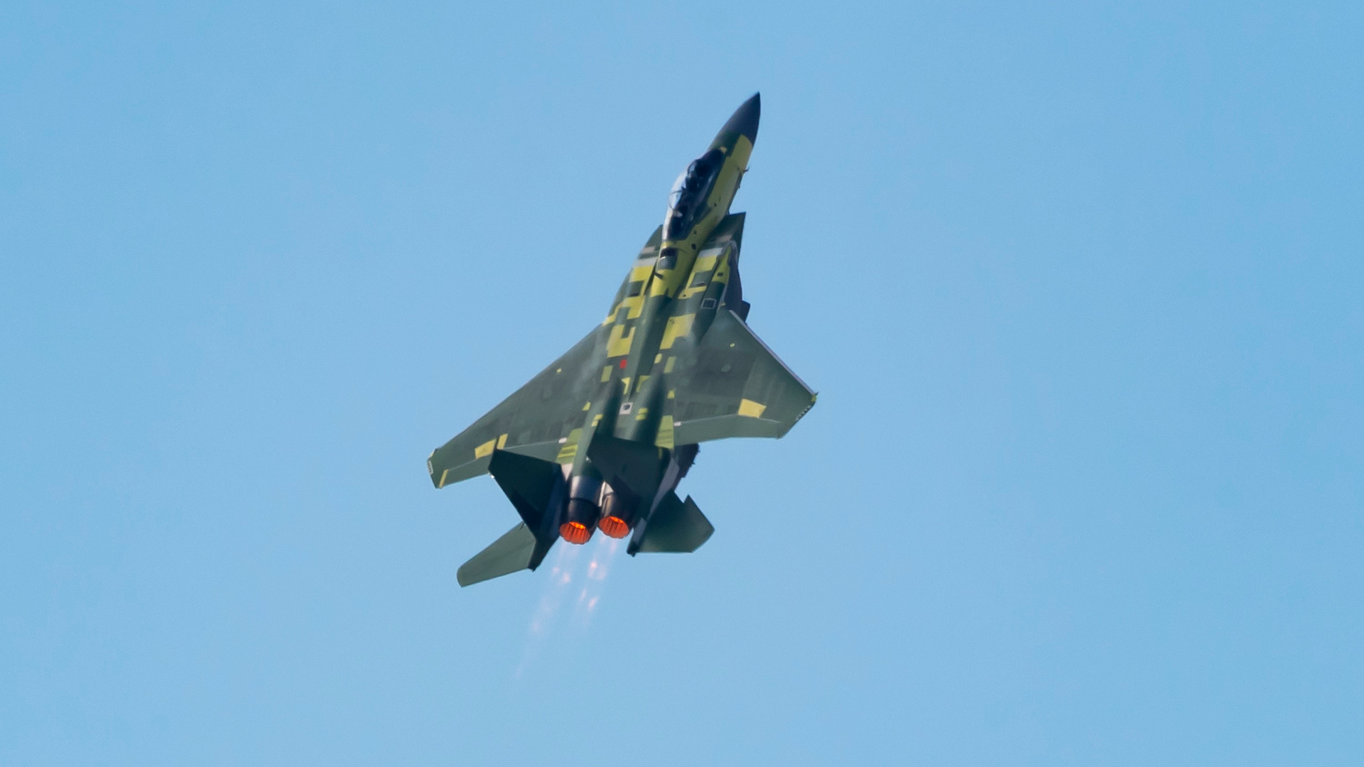 The updated F15-EX takes its first test flight on Feb. 2, 2021, over St. Louis.