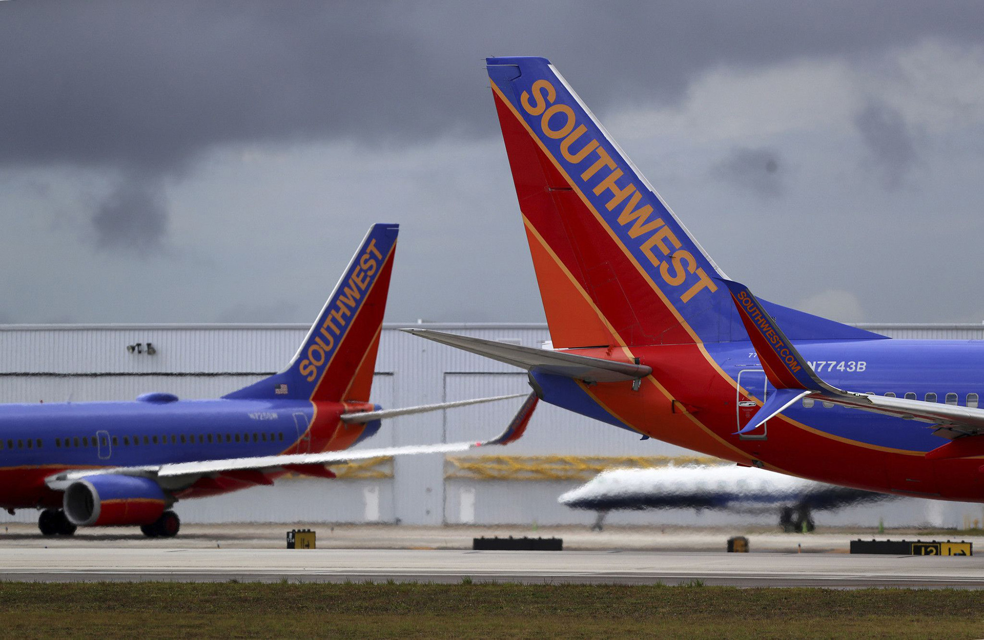 Southwest Airline planes get ready for takeoff at Fort Lauderdale Airport on April 15, 2022.