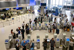 People check in for departure flights at the George Bush Intercontinental Airport on Sept. 2, 2022, in Houston, Texas. People check in for departure flights at the George Bush Intercontinental Airport on Sept. 2, 2022, in Houston, Texas.
