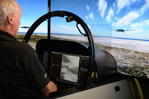 Boeing&rsquo;s MUM-T demonstration included three different naval aircraft tasking four virtual, autonomous MQ-25s to conduct intelligence, surveillance and reconnaissance missions. Here a simulated F/A-18 Super Hornet interacts with a simulated MQ-25. The other aircraft tasking MQ-25s in the demo included Northrop Grumman&rsquo;s E-2D Advanced Hawkeye command and control aircraft and Boeing&rsquo;s P-8A Poseidon maritime patrol and reconnaissance aircraft.