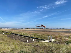 The flume inlet control structure is parallel to Taxiway A, The flume inlet control structure is parallel to Taxiway A,